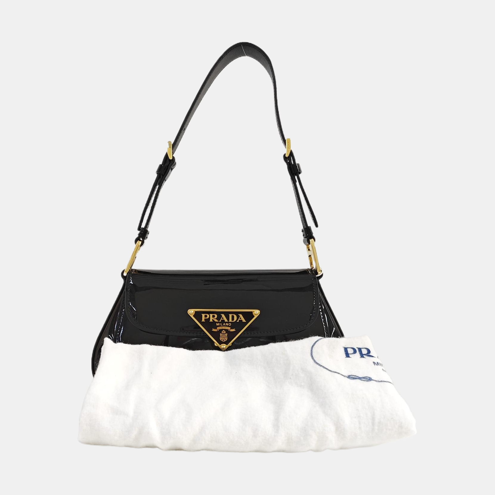 Patent Leather Top Handle Bag Black