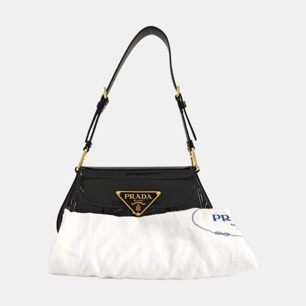 Patent Leather Top Handle Bag Black
