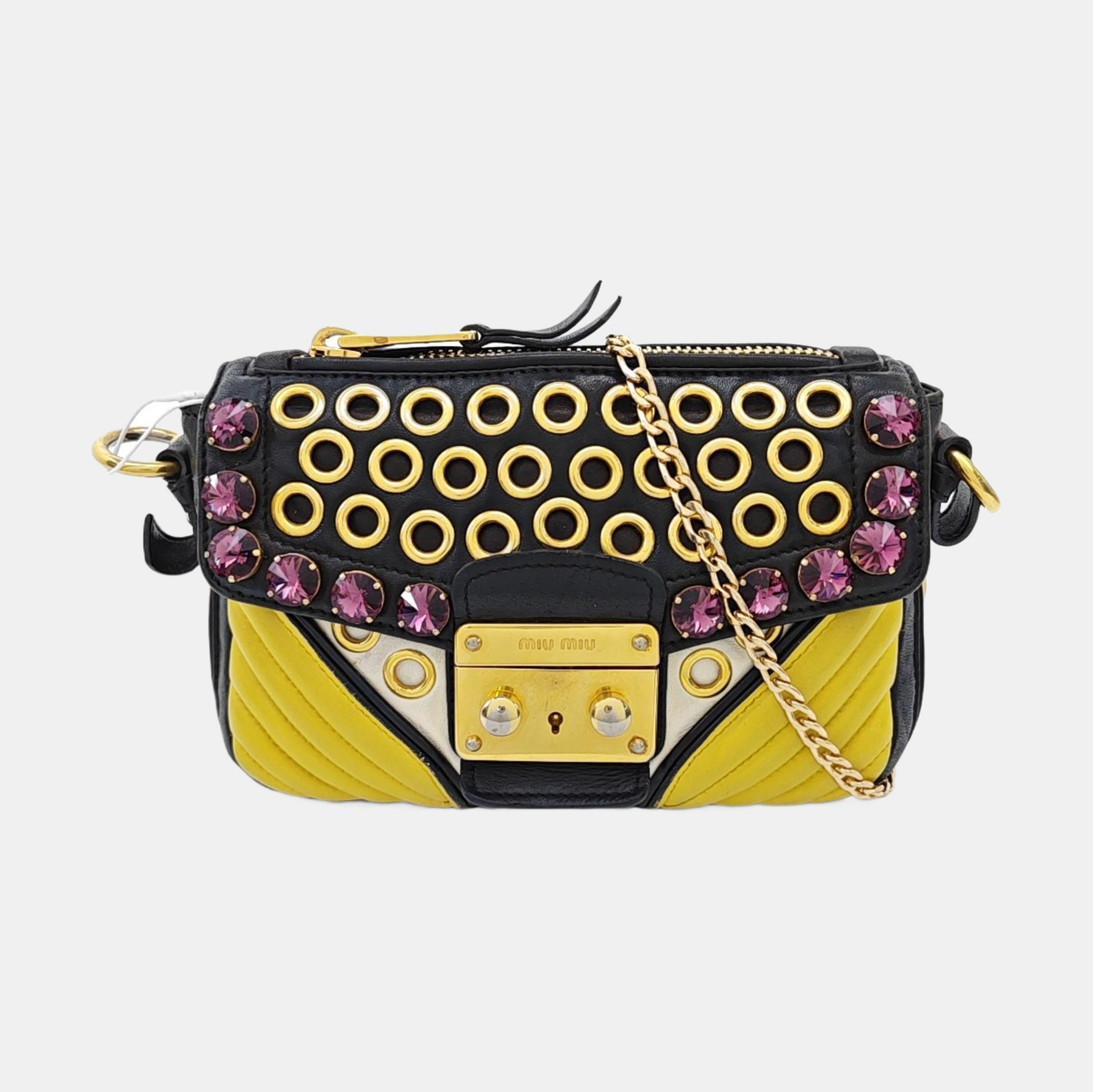 Quilted Lambskin Shoulder Bag Yellow