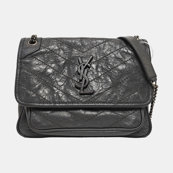 NIKI Small Chevron Calfskin Gray