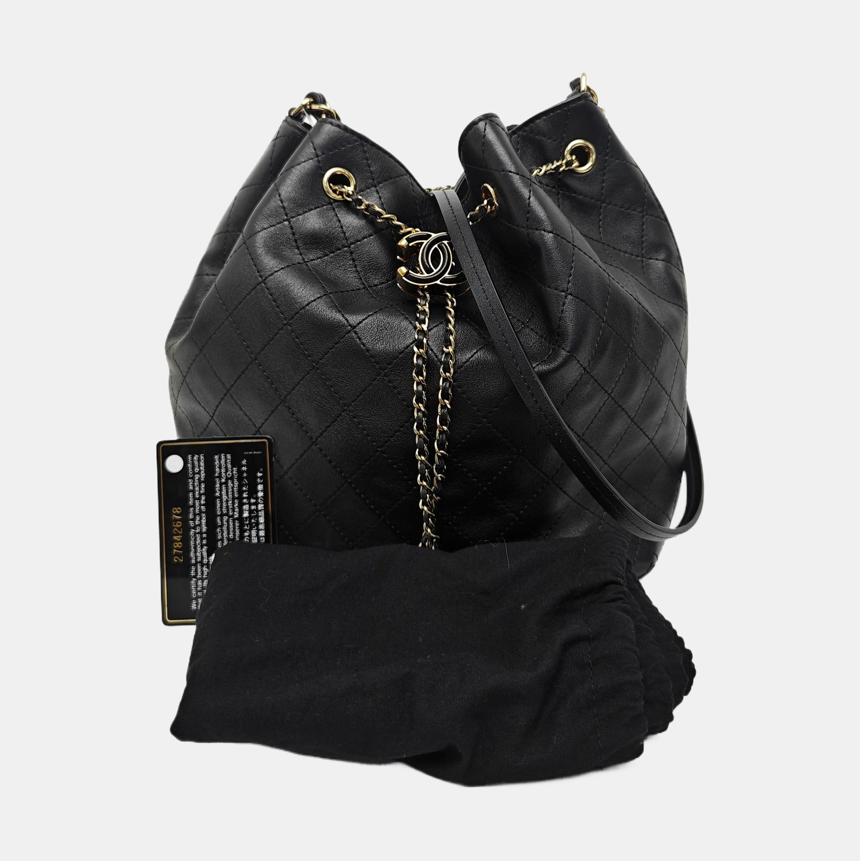 DRAWSTRING Quilted Calfskin Black