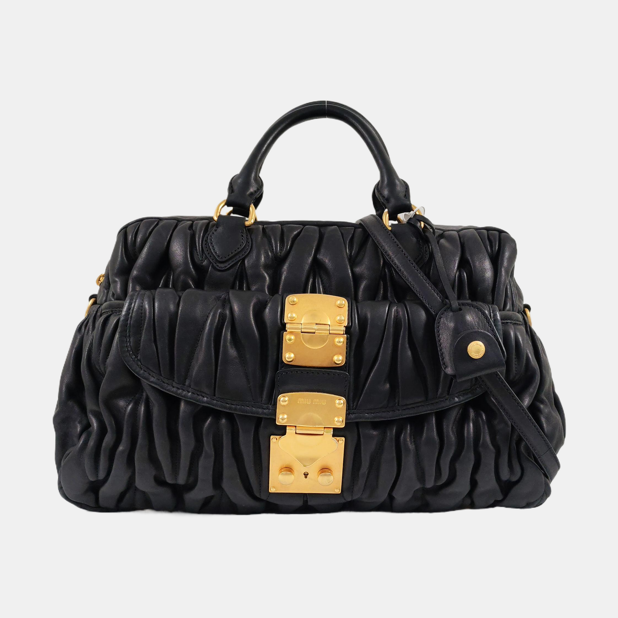 Quilted Lambskin Shoulder Bag Black
