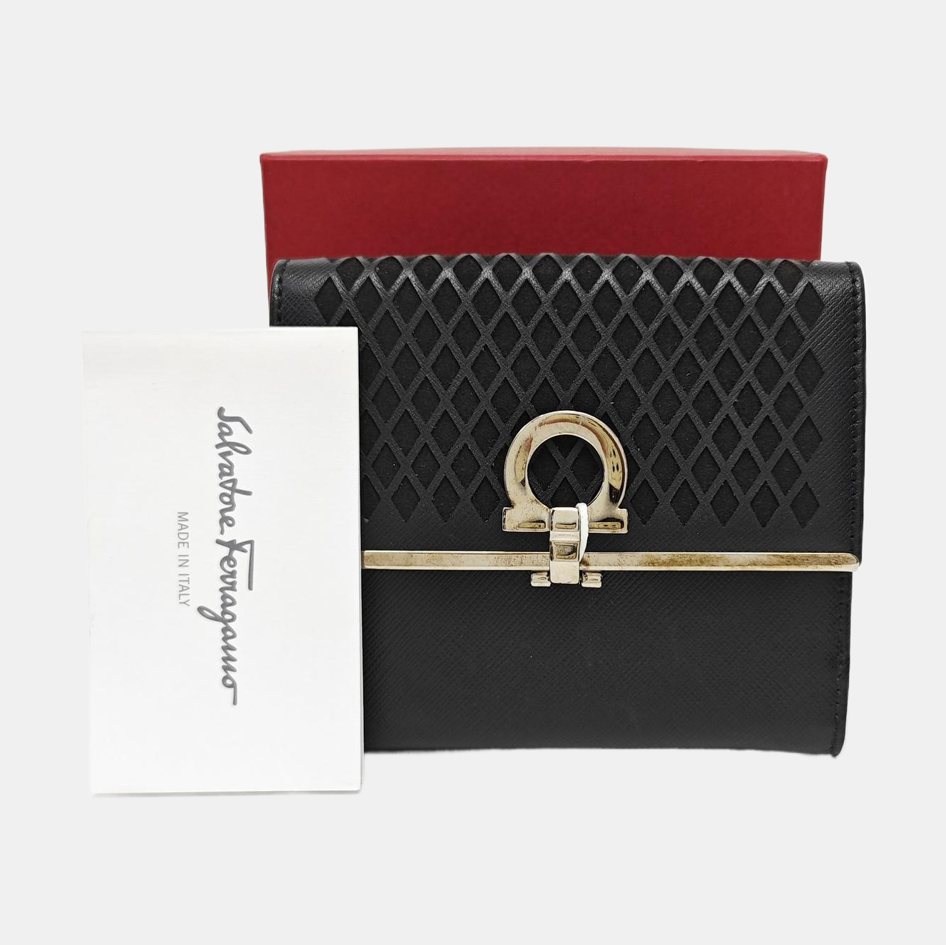 Gancini Small Calfskin Black Wallet
