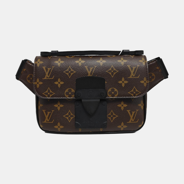 S LOCK Monogram Coated Canvas Brown