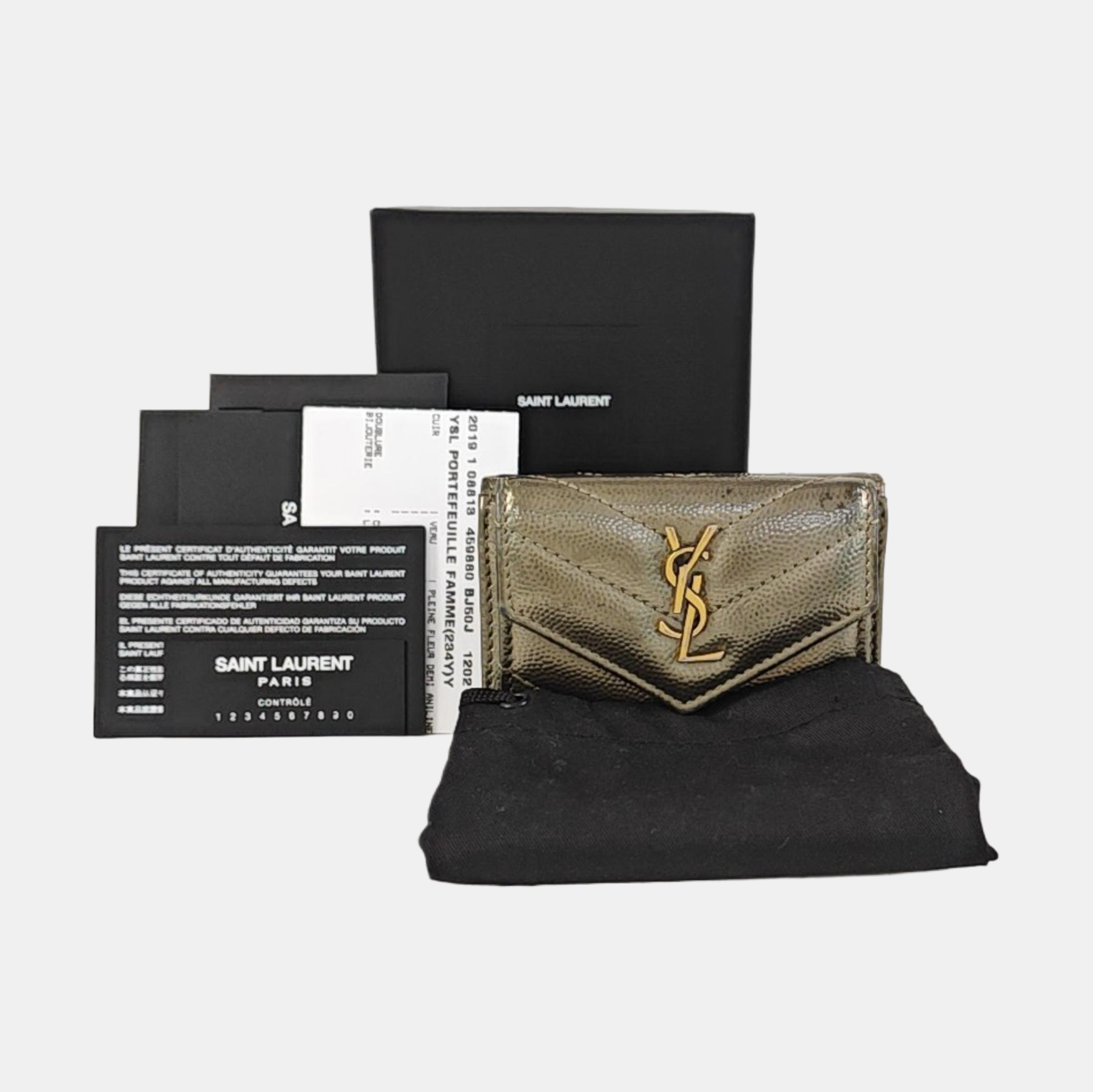Chevron Calfskin Wallet Gray
