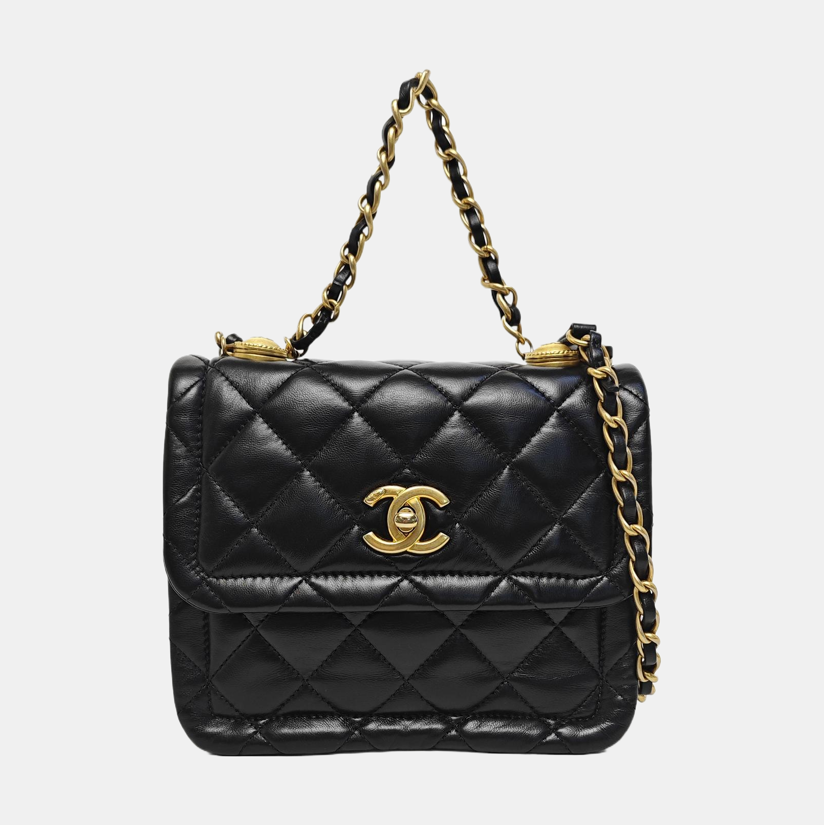 Quilted Lambskin Shoulder Bag Black