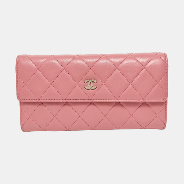 Quilted Lambskin Wallet Pink