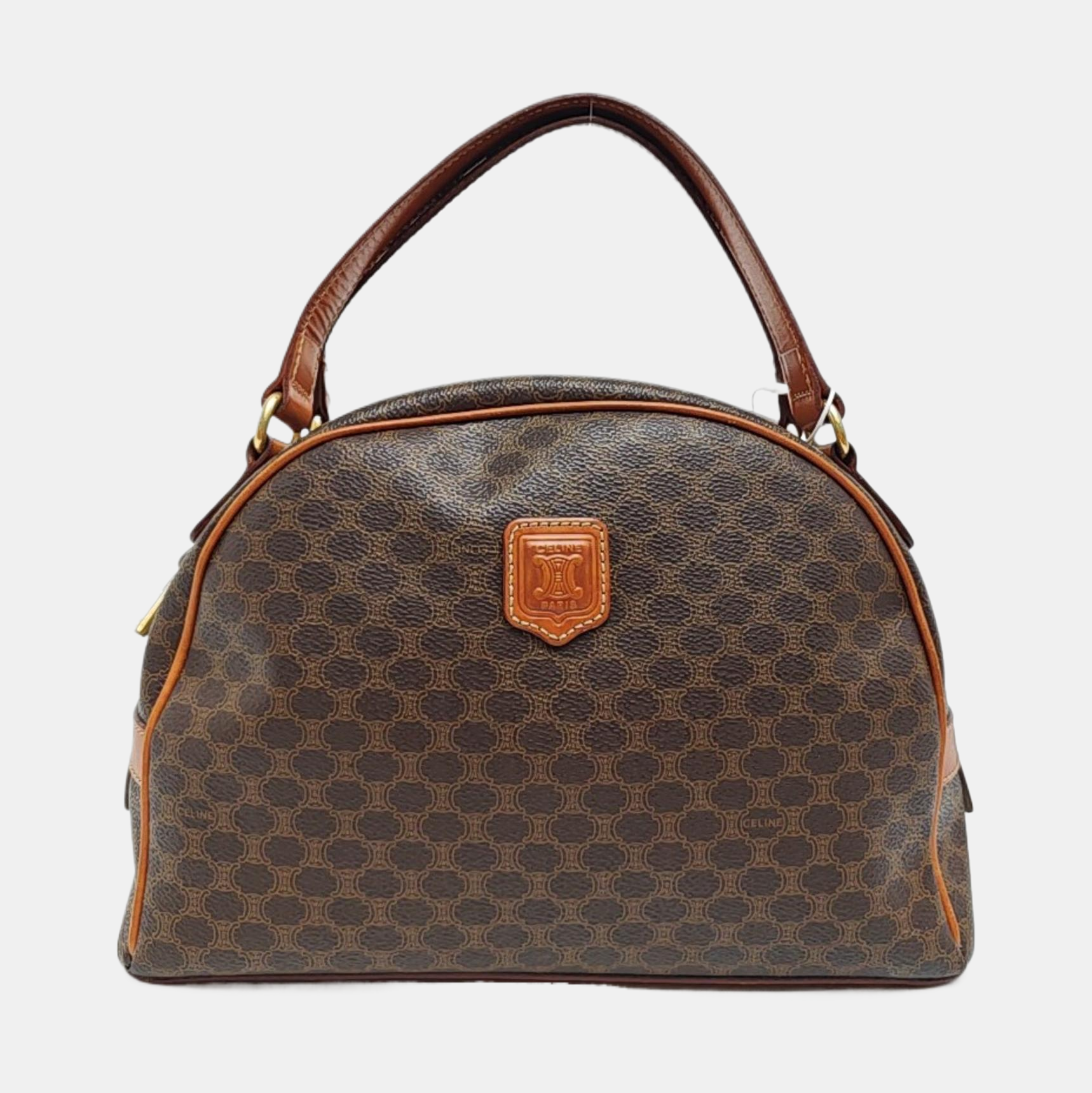 Coated Canvas Top Handle Bag Brown