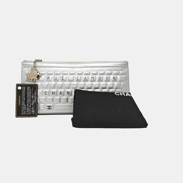 Calfskin Clutch Silver