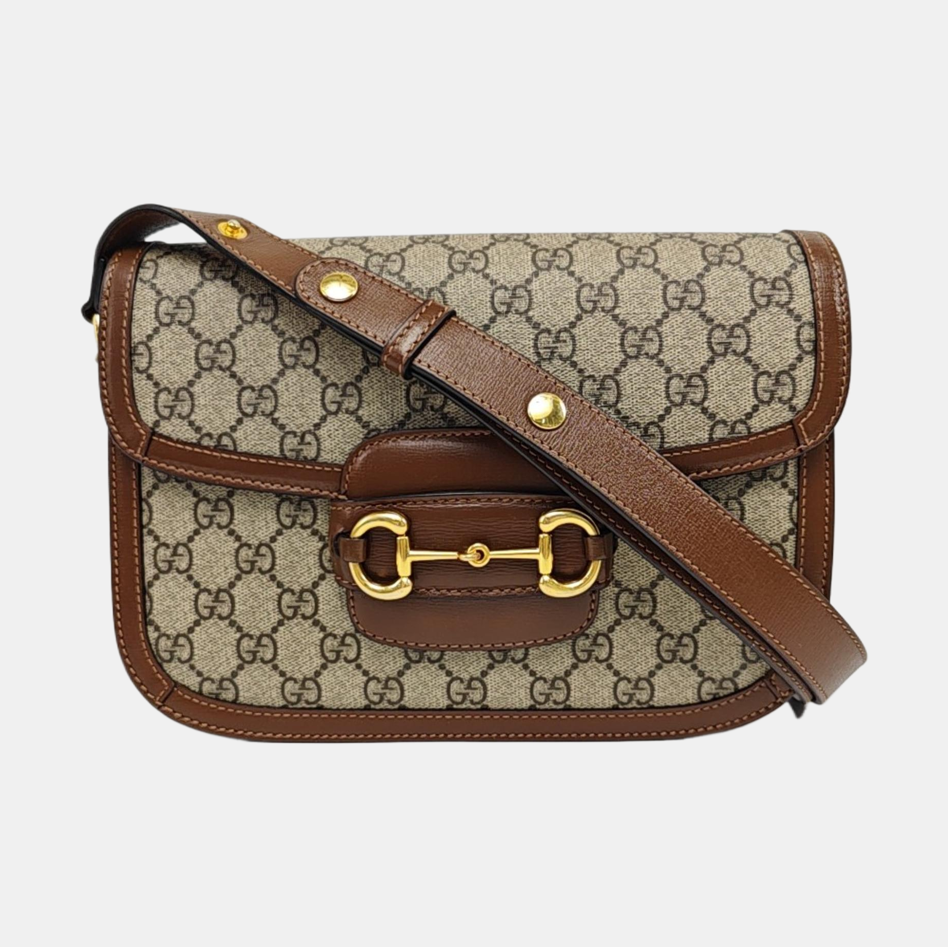 Horsebit 1955 Medium Monogram Coated Canvas Beige