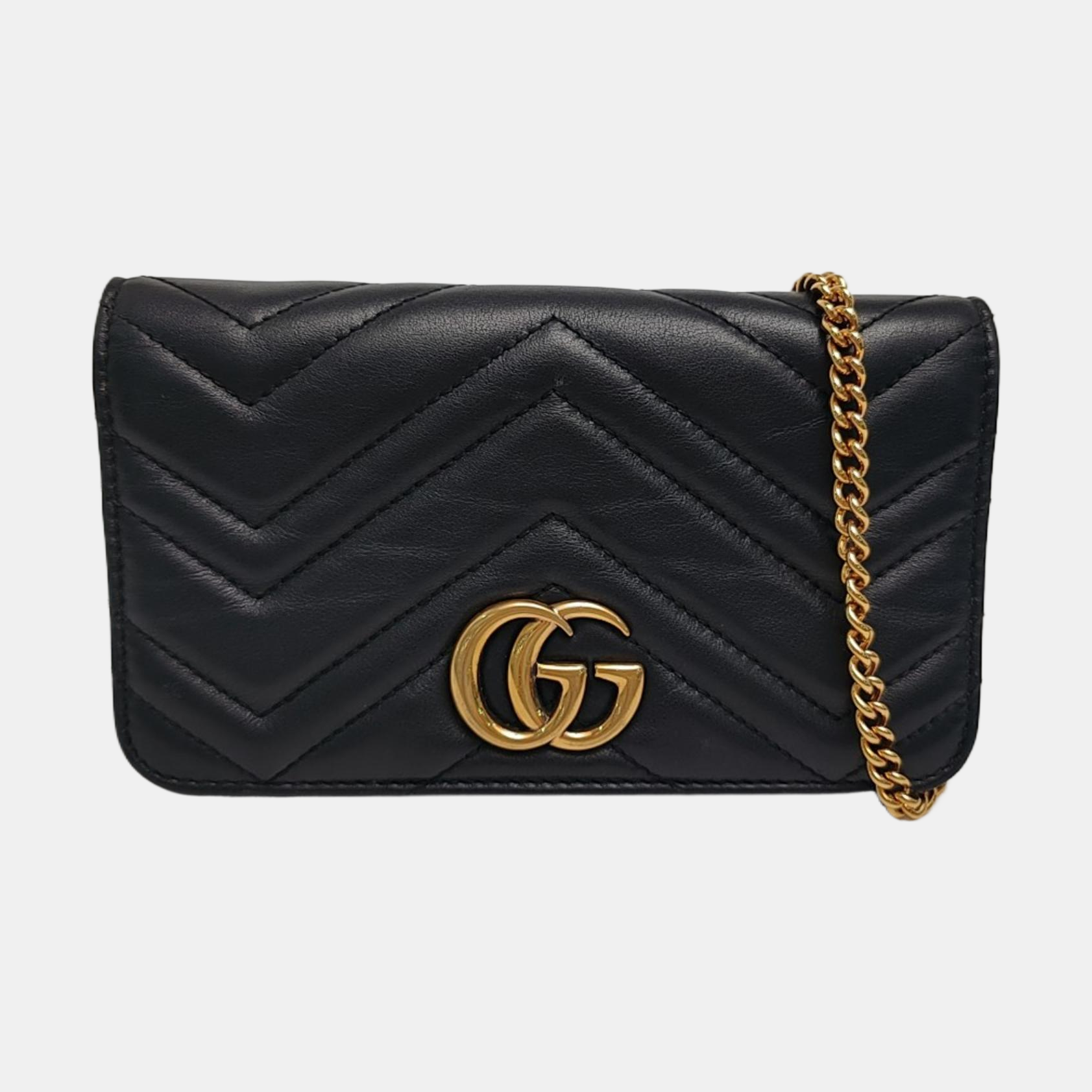 GG Marmont Super Mini Quilted Calfskin Black