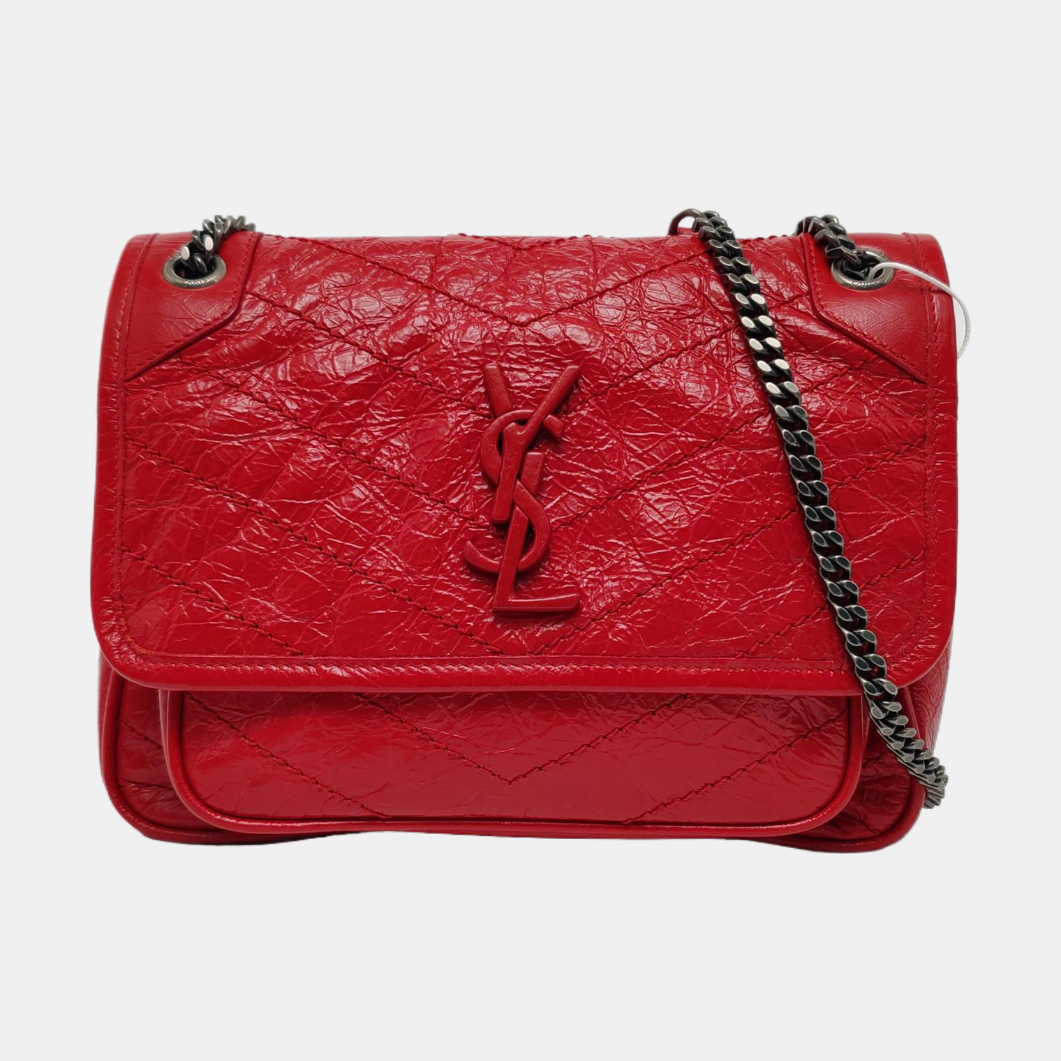 NIKI Small Chevron Calfskin Red