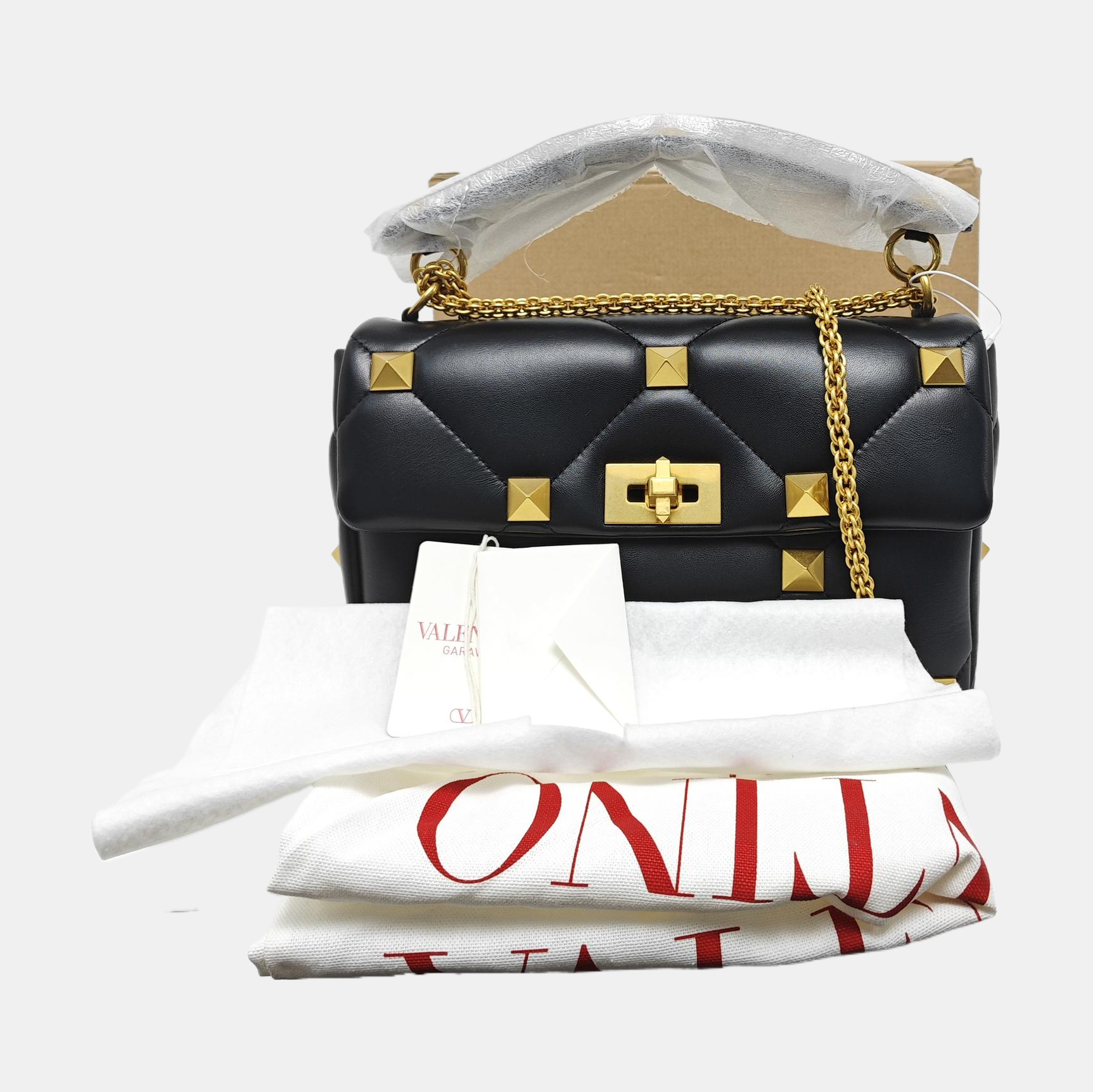 Roman Stud Quilted Lambskin Black