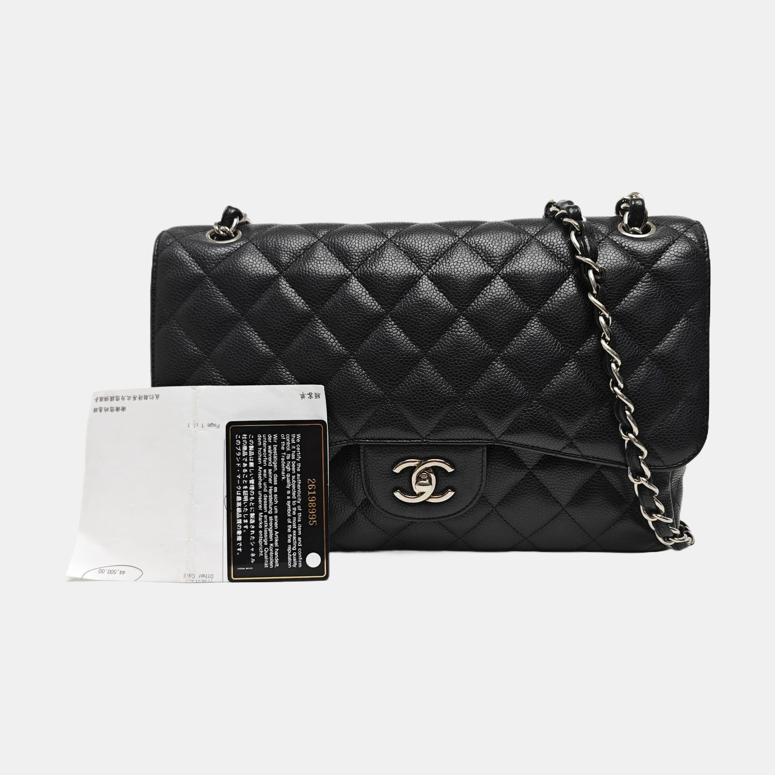 CLASSIC FLAP Jumbo Quilted Grained Calfskin Black
