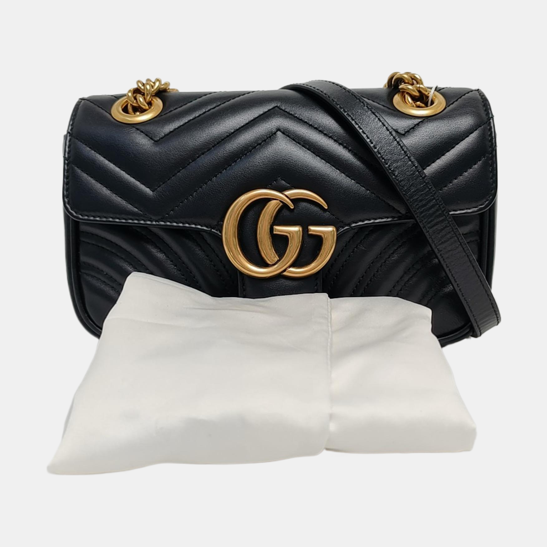 GG Marmont Small Quilted Calfskin Black