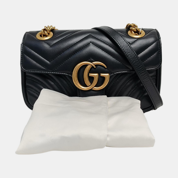GG Marmont Small Quilted Calfskin Black