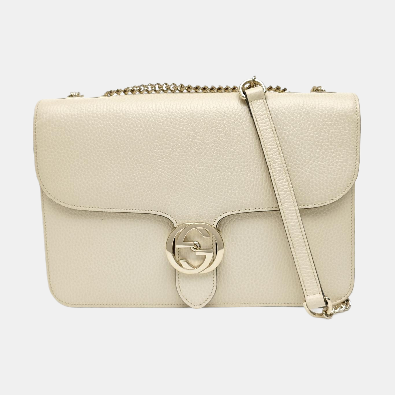 Interlocking G Large Calfskin Beige