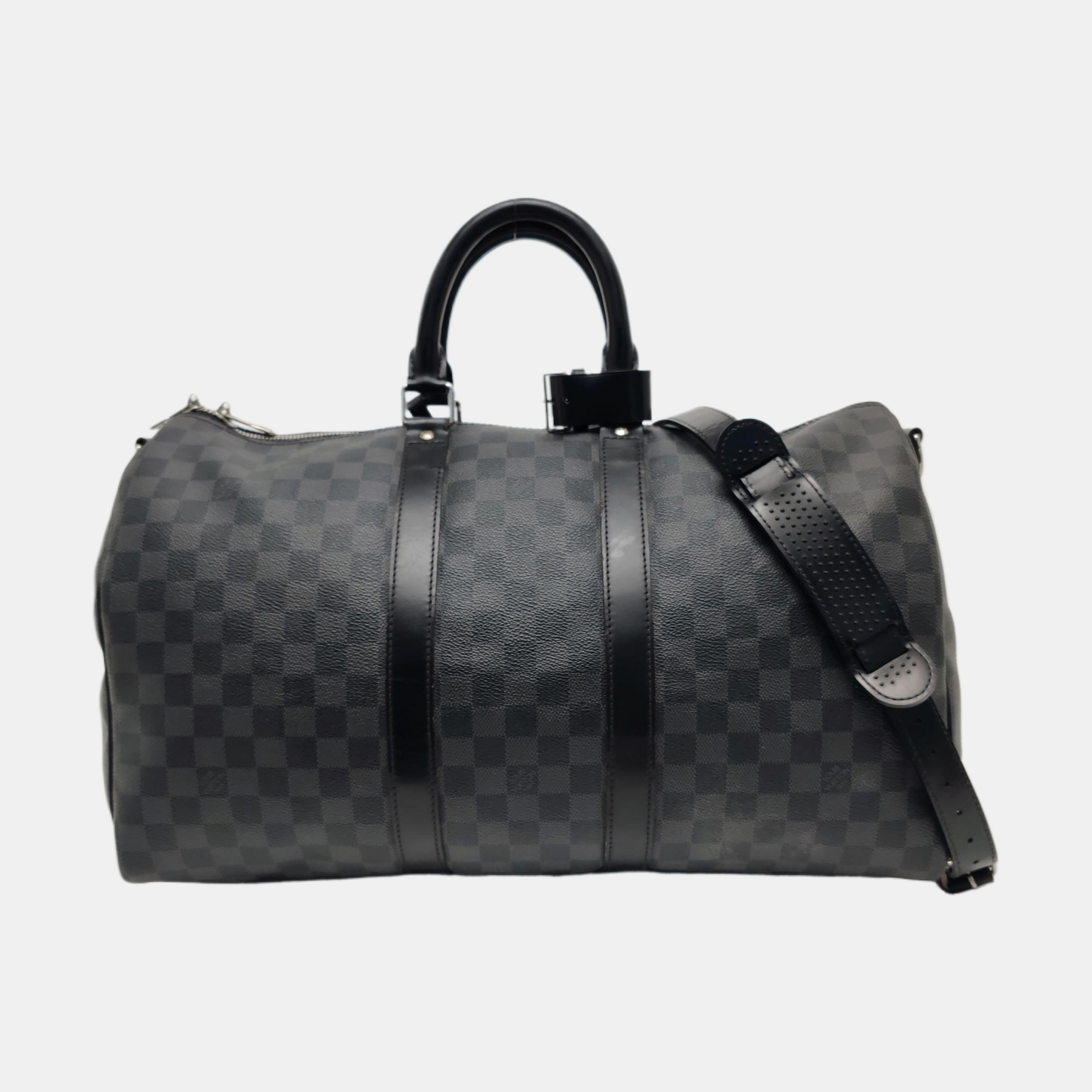KEEPALL 45 Damier Graphite Coated Canvas Gray