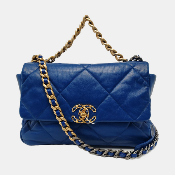 CHANEL 19 Large Quilted Lambskin Blue