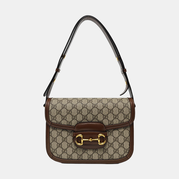 Horsebit 1955 Medium Monogram Coated Canvas Beige