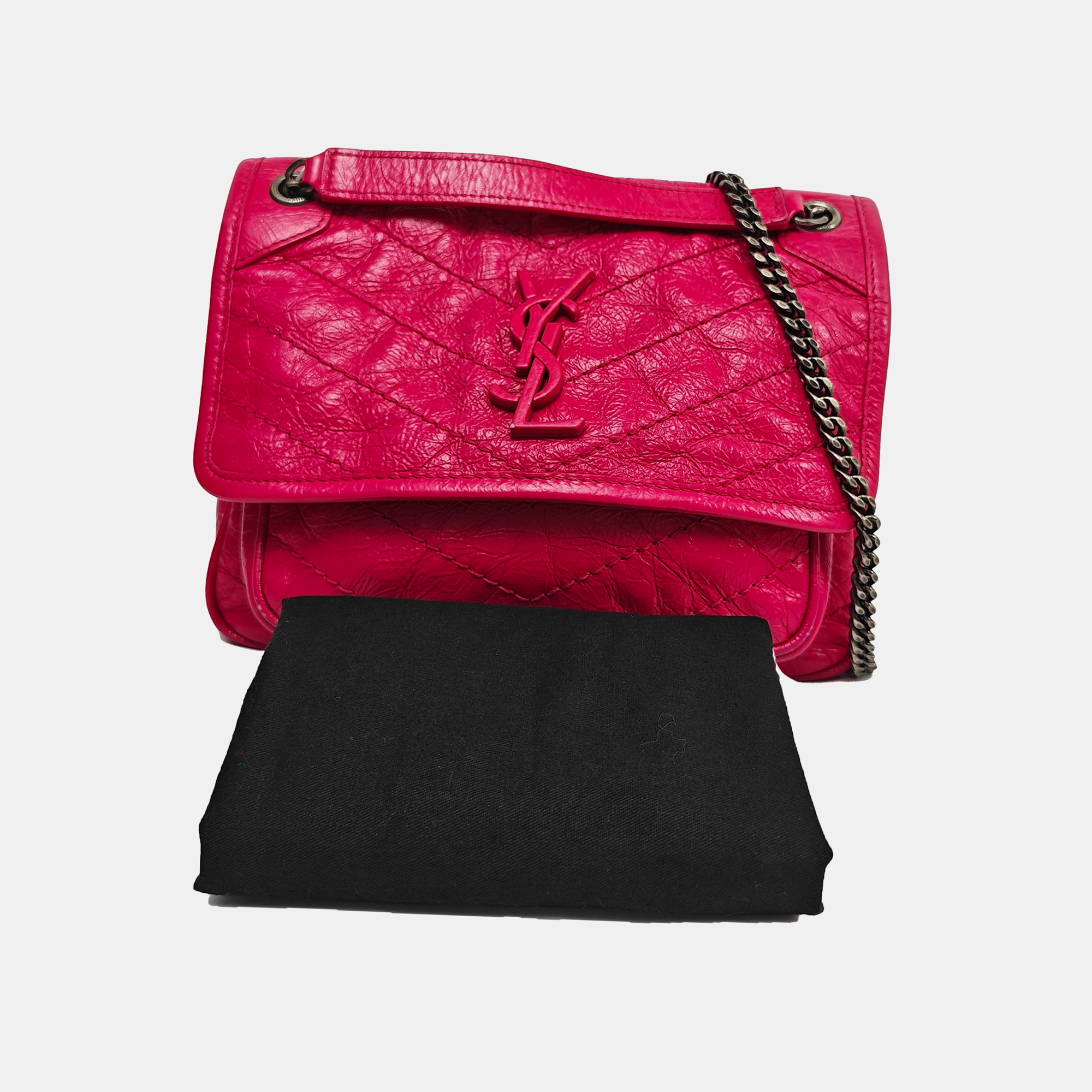 NIKI Small Chevron Calfskin Red