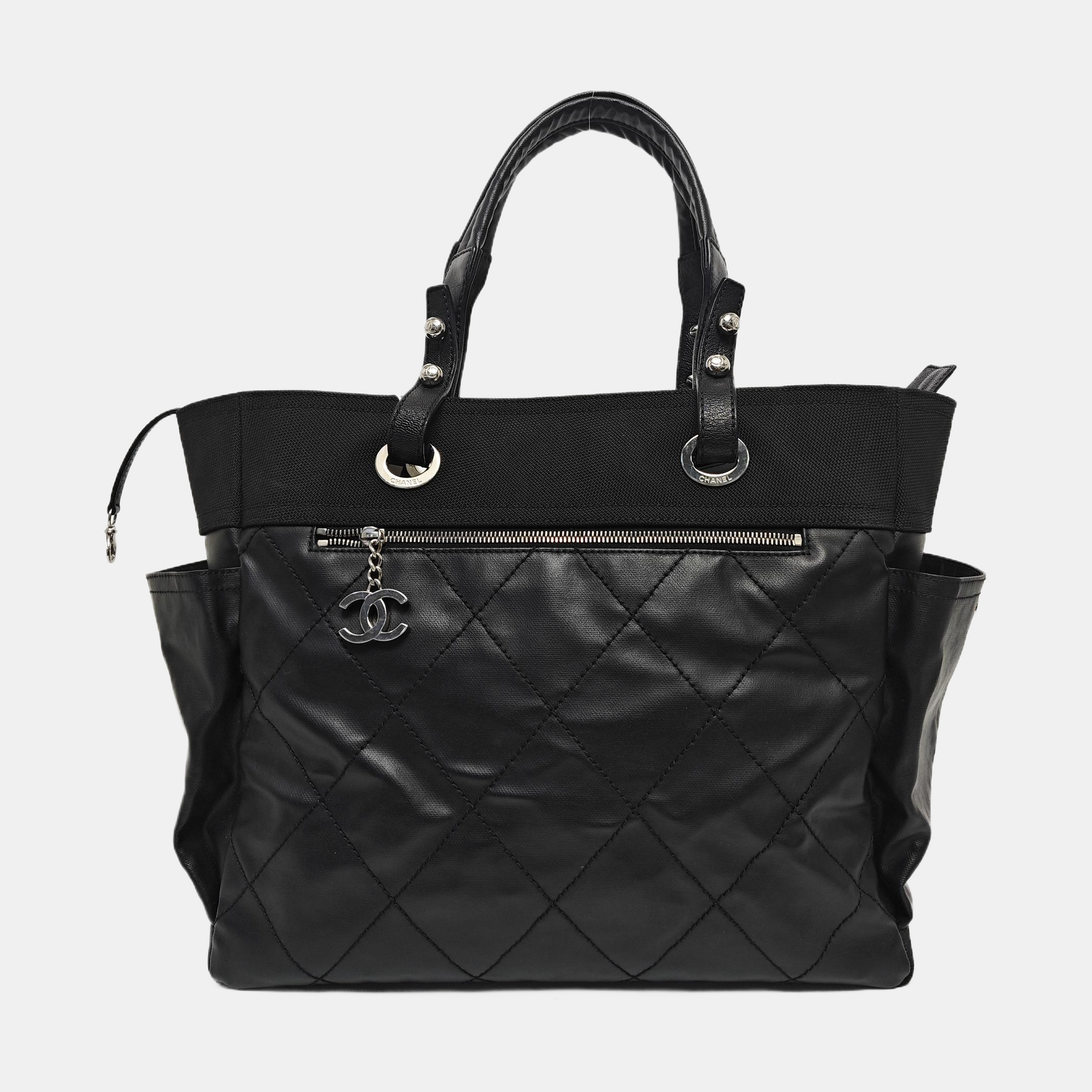 PARIS BIARRITZ Large Quilted Coated Canvas Black