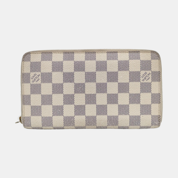 ZIPPY Damier Azur Coated Canvas White Wallet