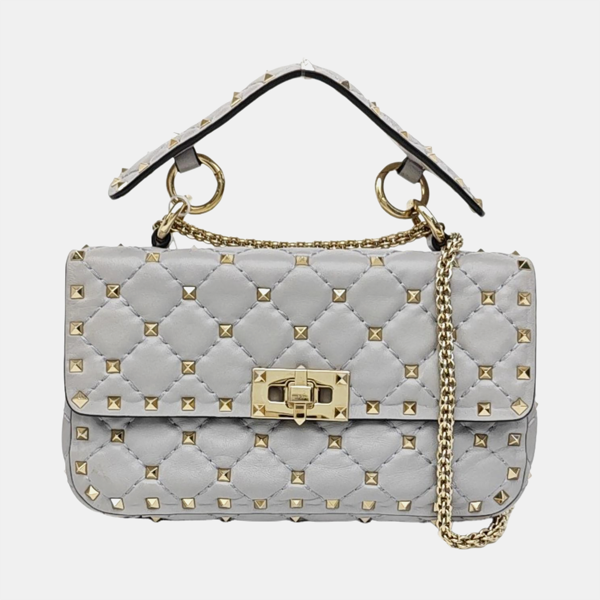 Spike Up Quilted Lambskin Gray