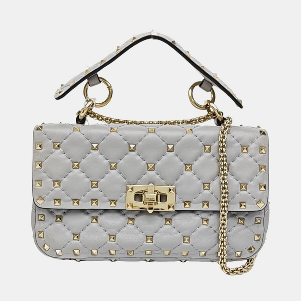 Spike Up Quilted Lambskin Gray