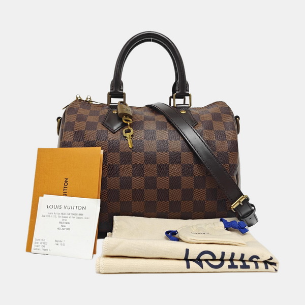 SPEEDY 25 Damier Ebene Coated Canvas Brown