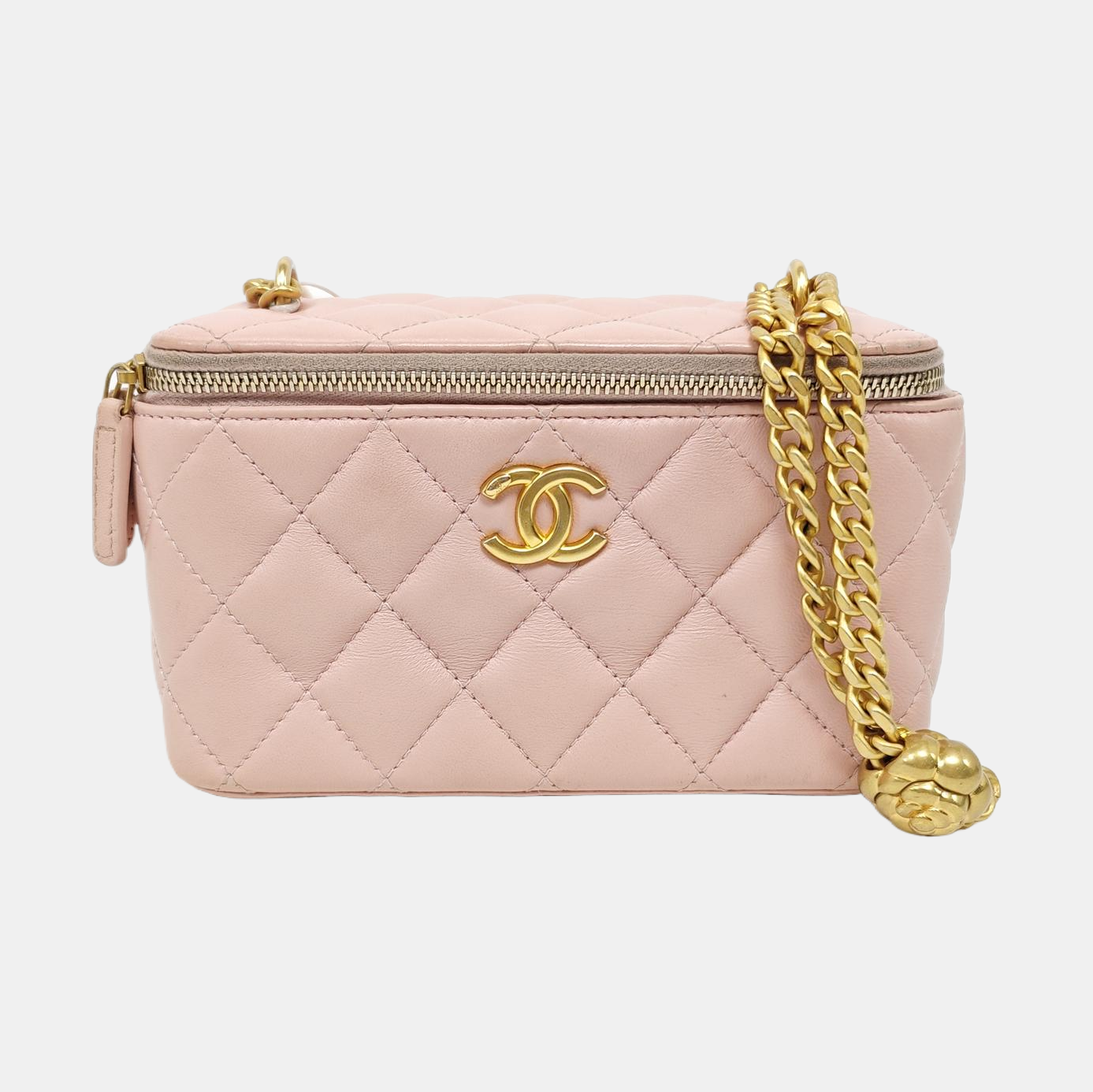 VANITY CASE Small Quilted Lambskin Pink