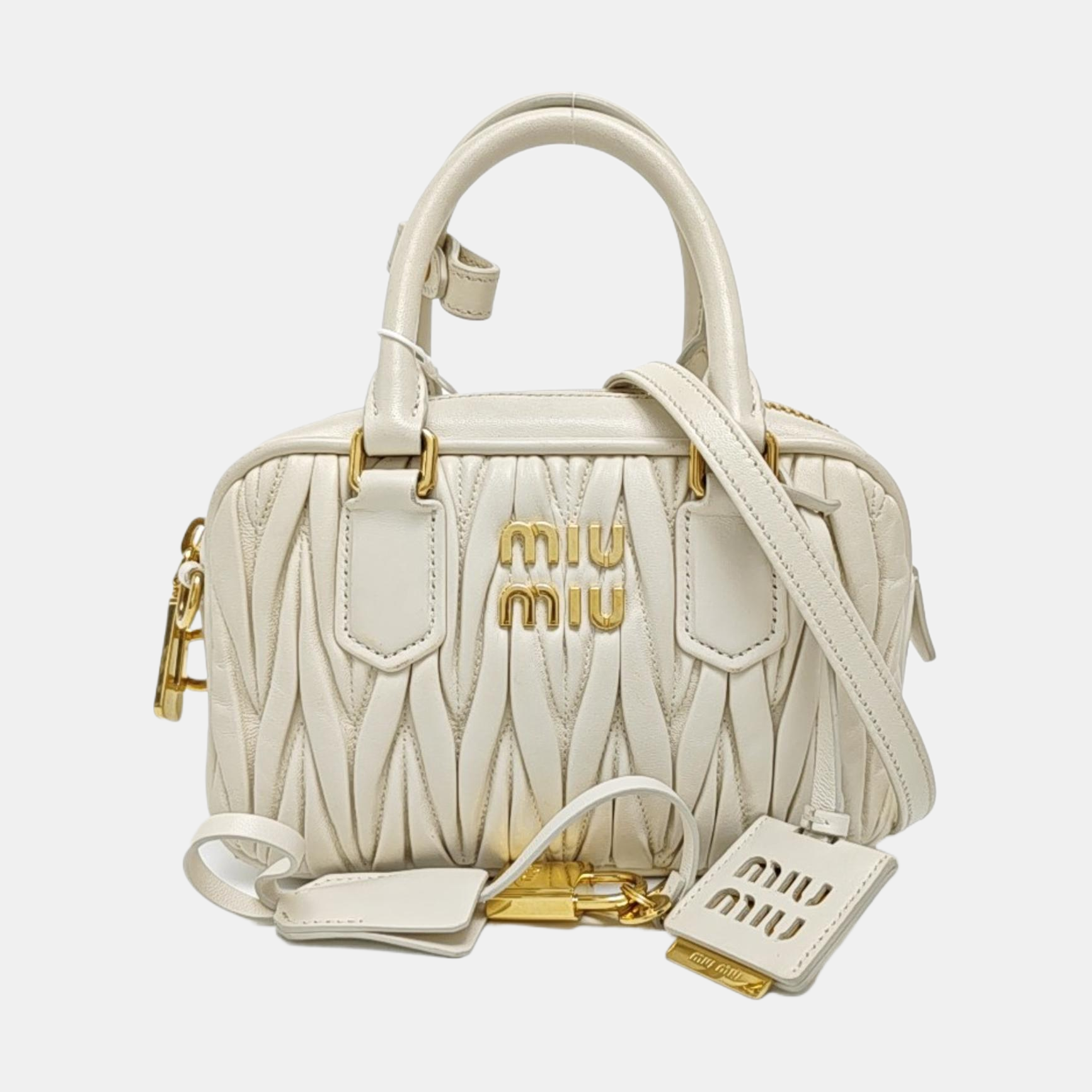Arcadie Matelassé Mini Quilted Lambskin White