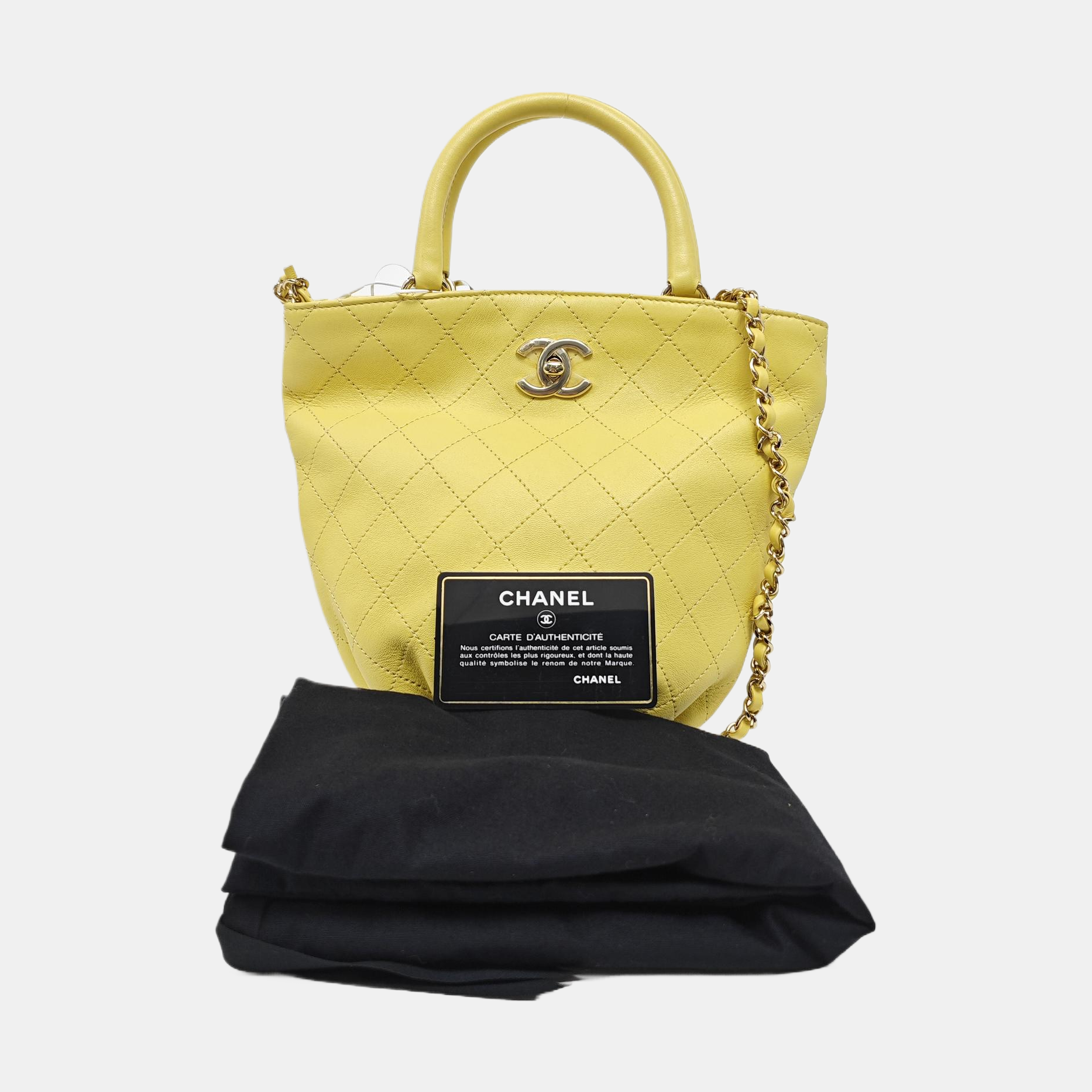 Quilted Calfskin Bucket Bag Yellow