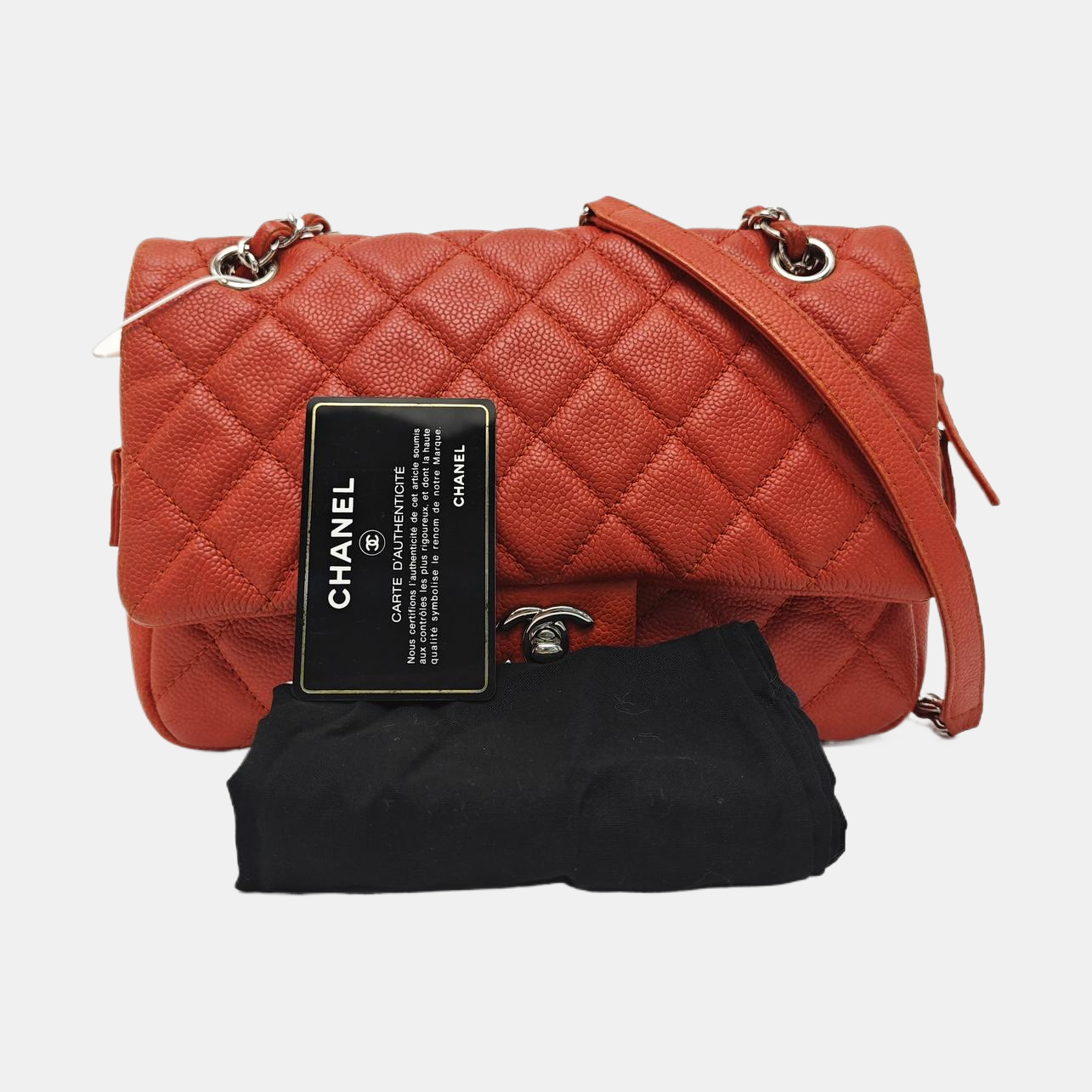 COCO SPORRAN Quilted Grained Calfskin Orange