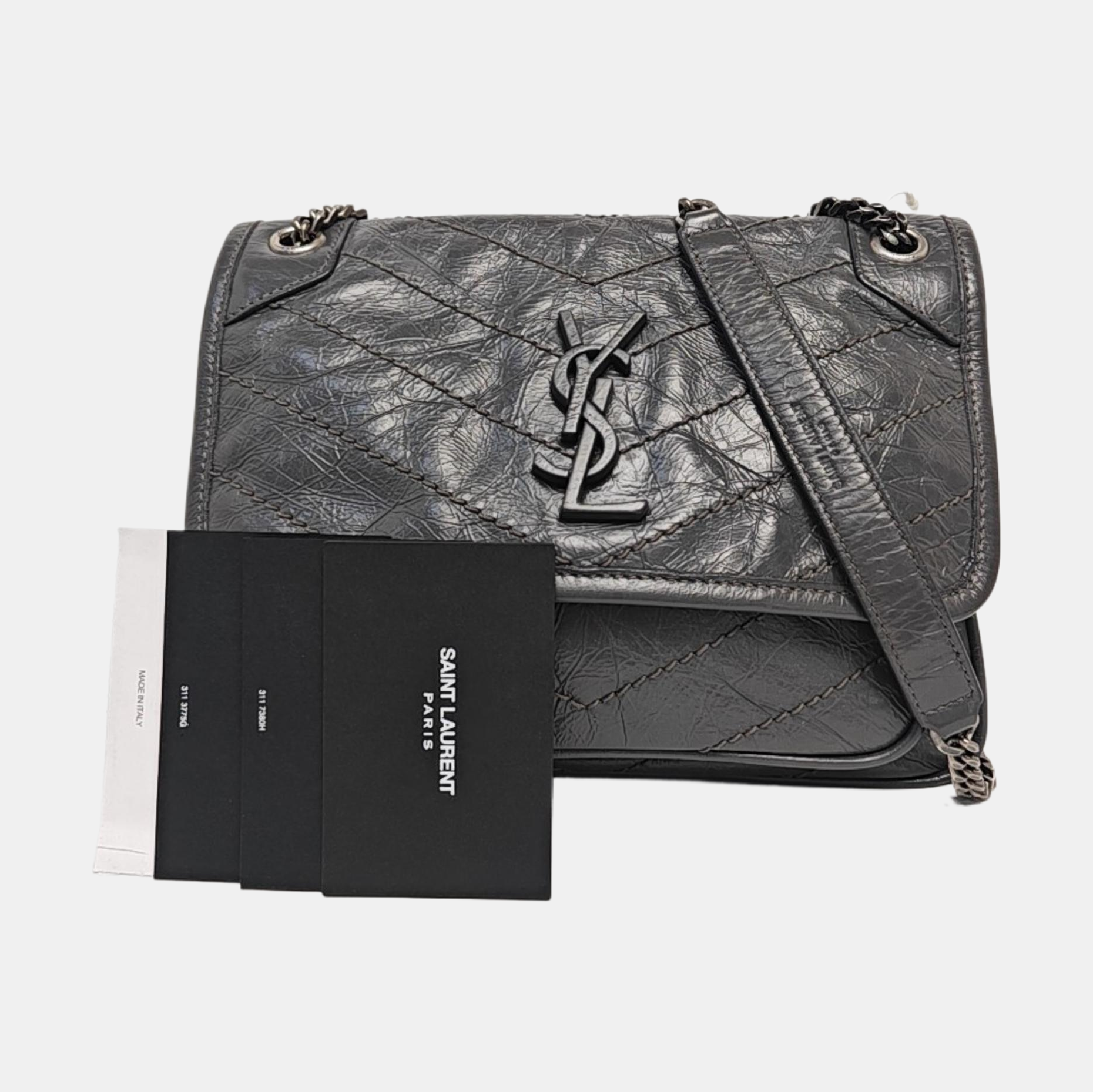 NIKI Small Chevron Calfskin Gray
