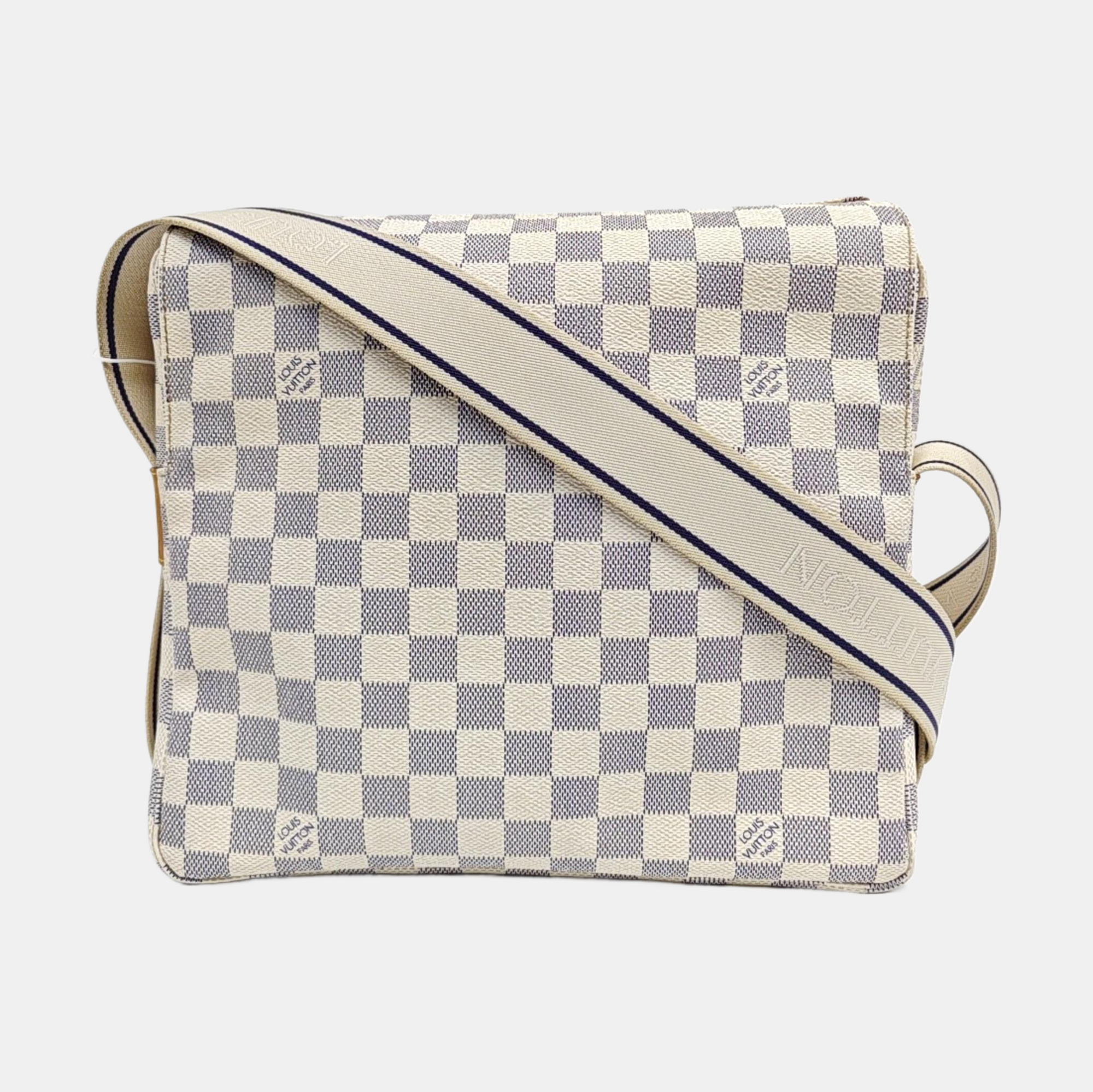 NAVIGLIO Damier Azur Coated Canvas White
