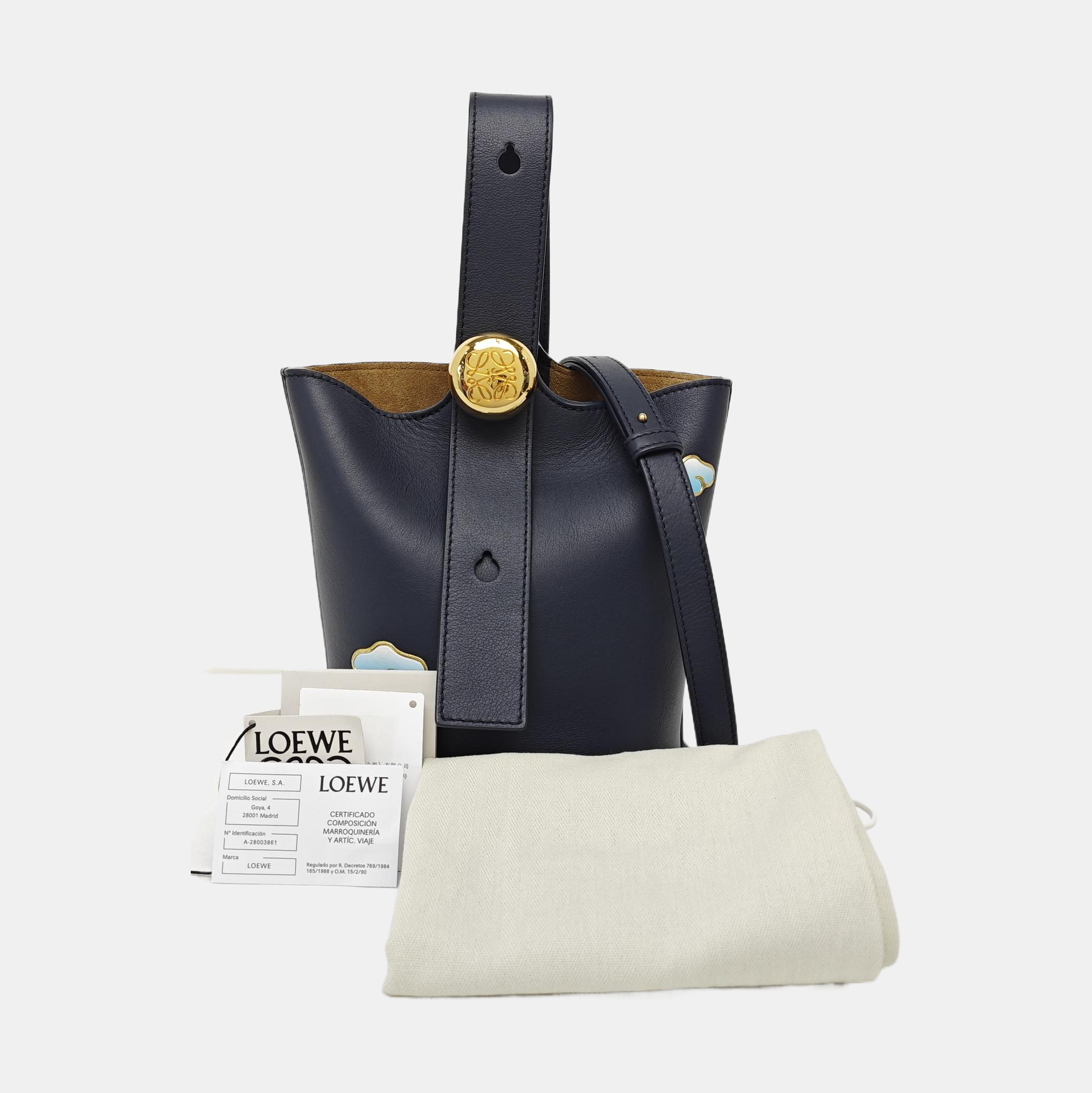 Pebble Bucket Mini Calfskin Blue
