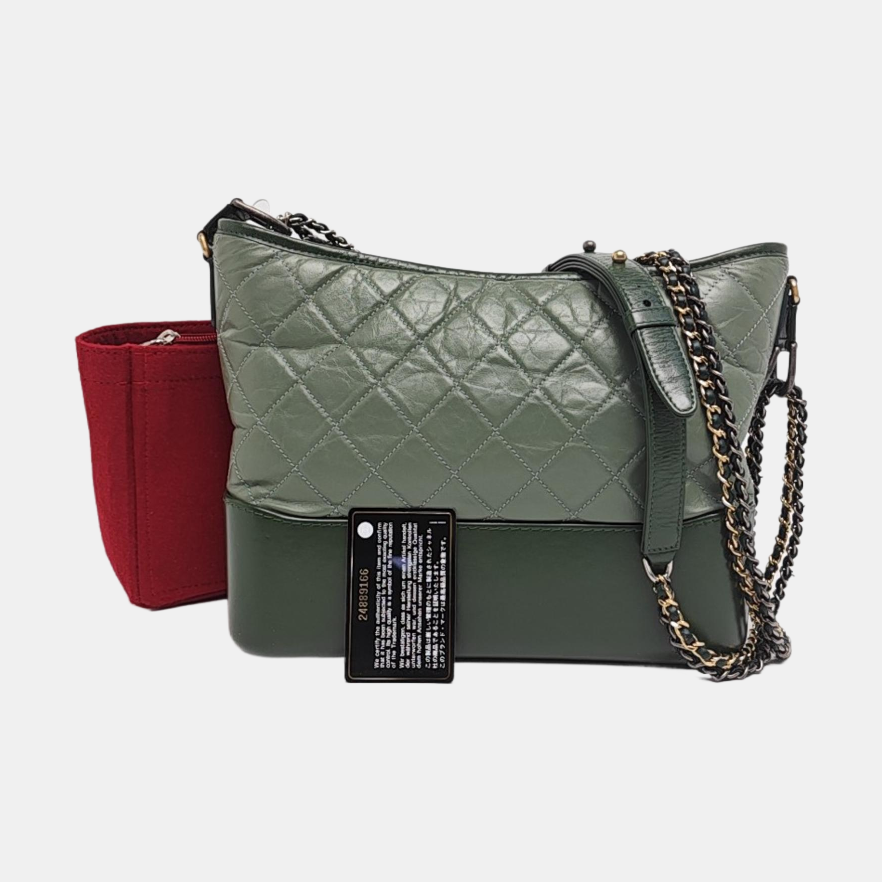 GABRIELLE Medium Quilted Calfskin Green