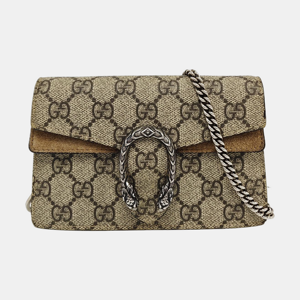 Dionysus Super Mini Monogram Coated Canvas Beige