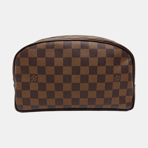 Damier Ebene Coated Canvas Clutch Brown