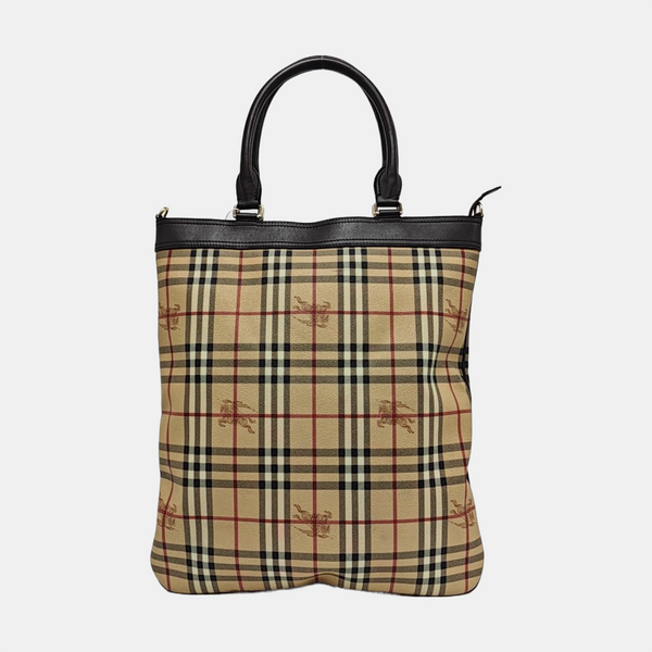 Coated Canvas Top Handle Bag Brown