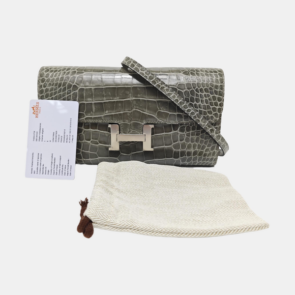 Constance 18 Shiny Porosus Crocodile Gray