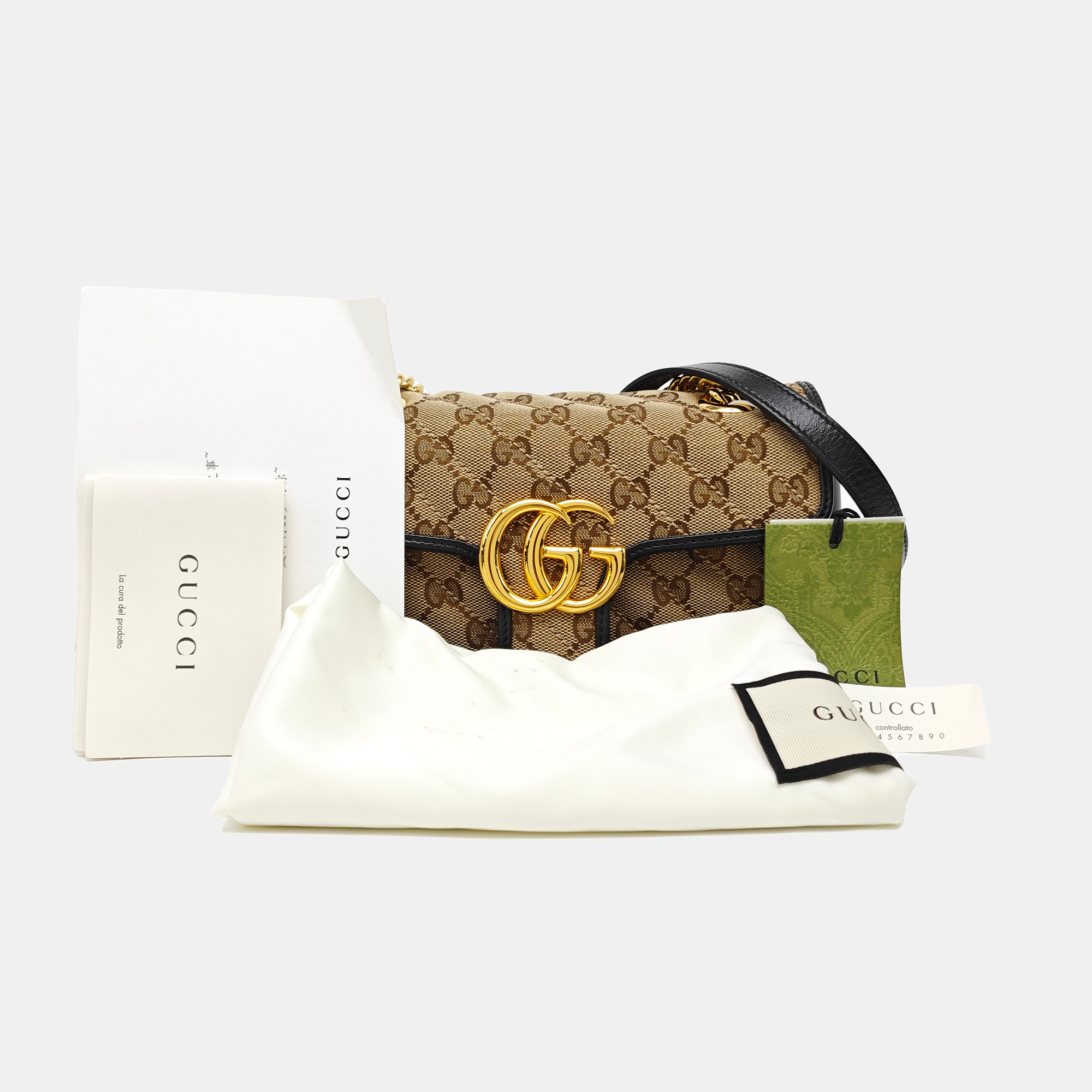 GG Marmont Small Quilted Canvas Brown