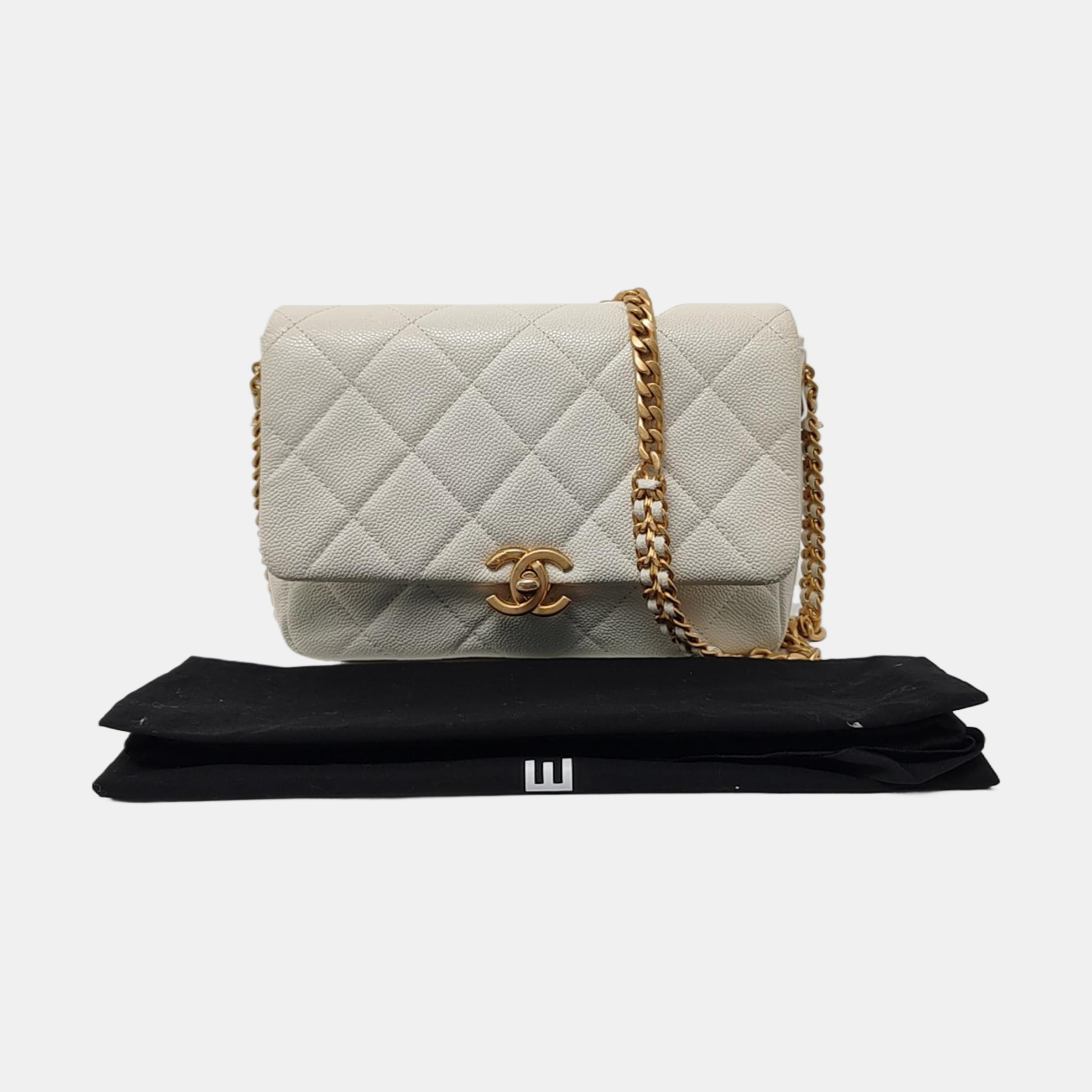 WOC Quilted Grained Calfskin White