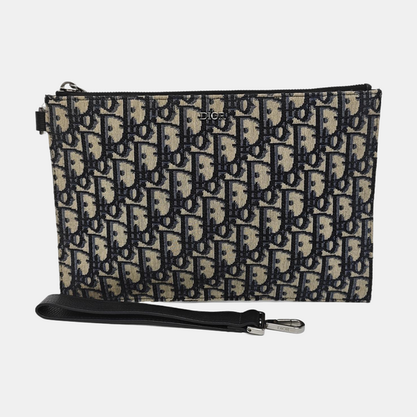 Oblique Canvas Clutch Blue