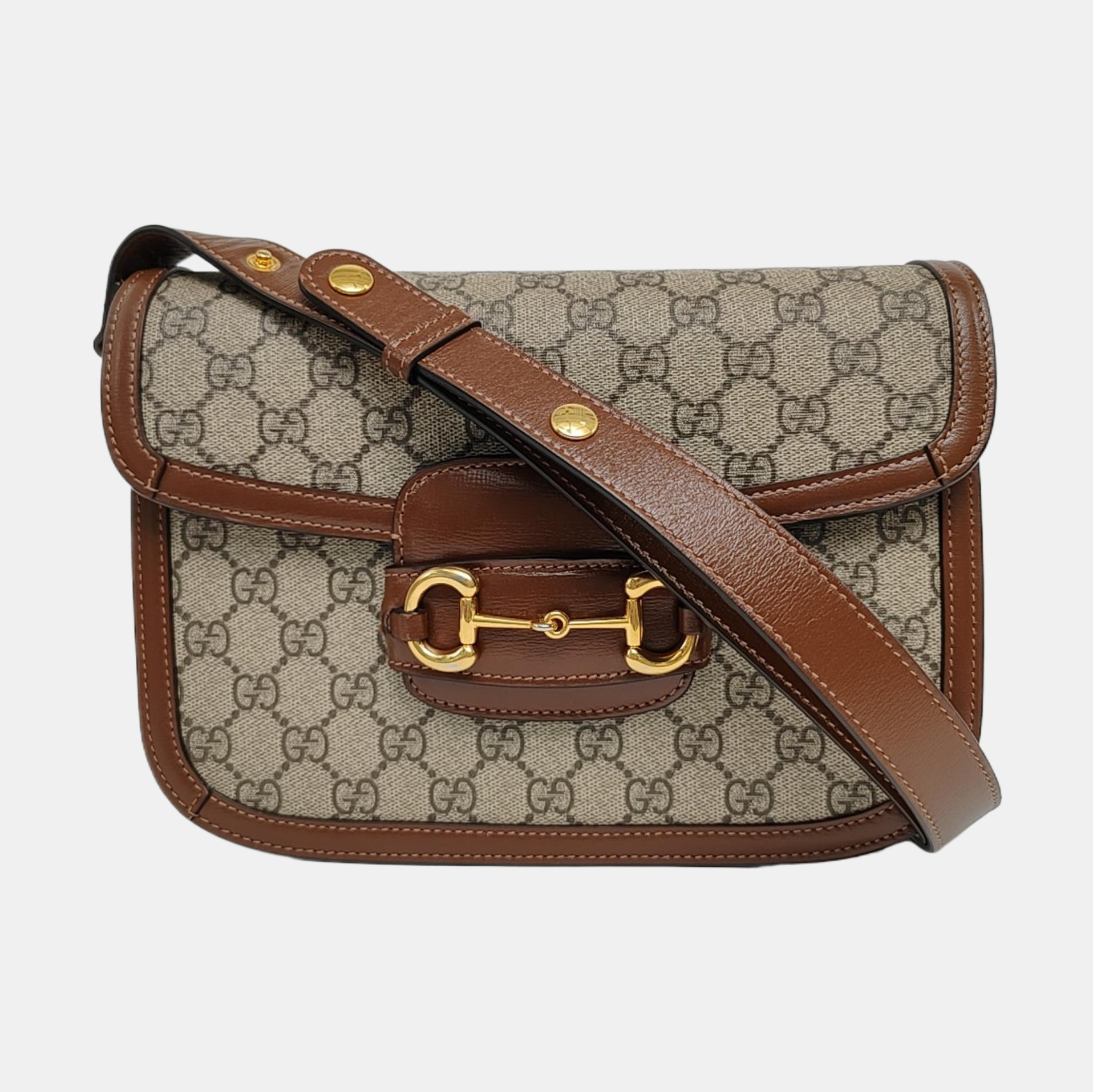Horsebit 1955 Medium Monogram Coated Canvas Beige