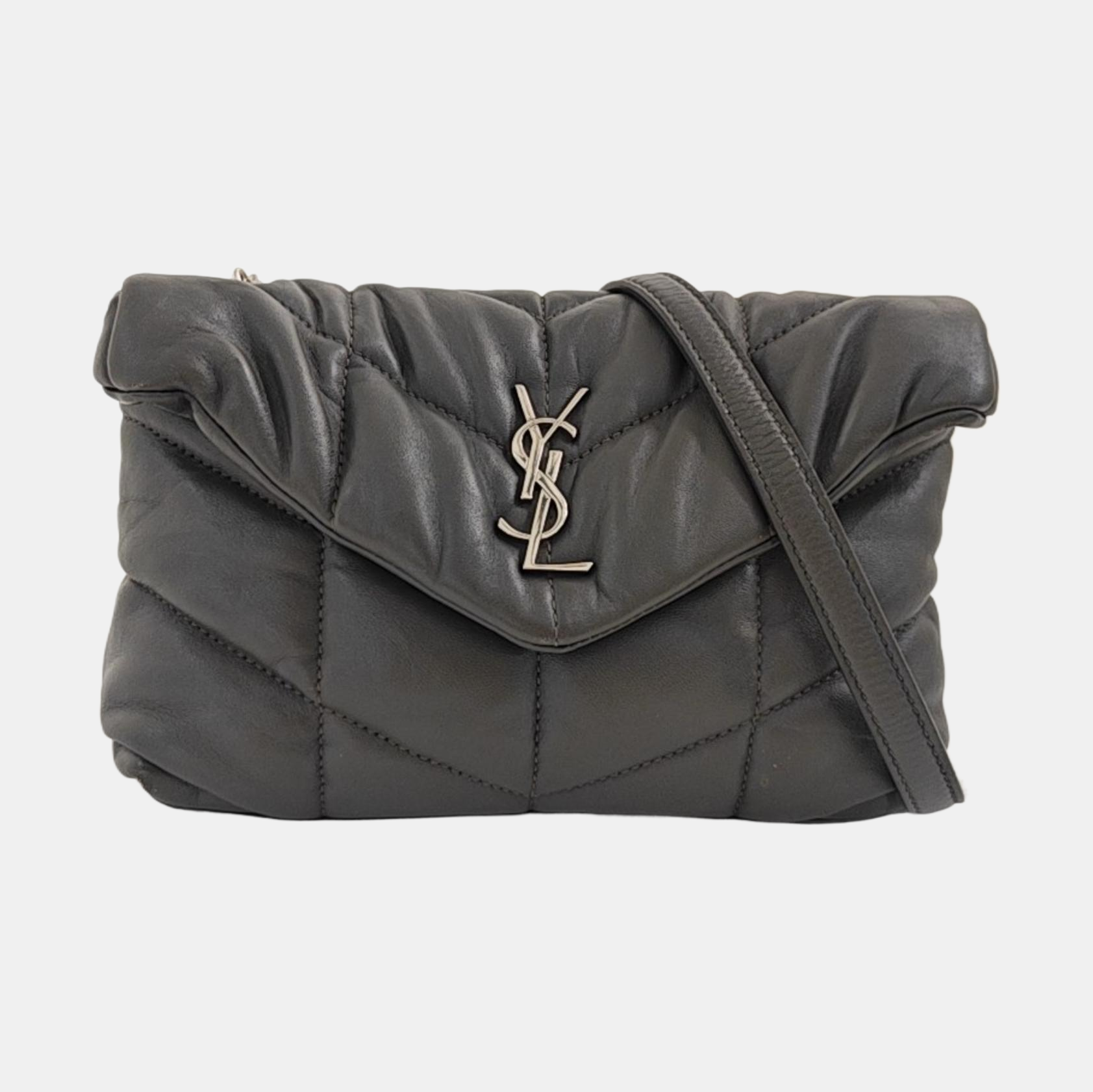 LOULOU Small Quilted Lambskin Gray
