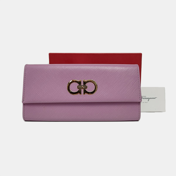Authenticated pre-owned  Gancini Calfskin Purple Wallet - Wallet at Looply
