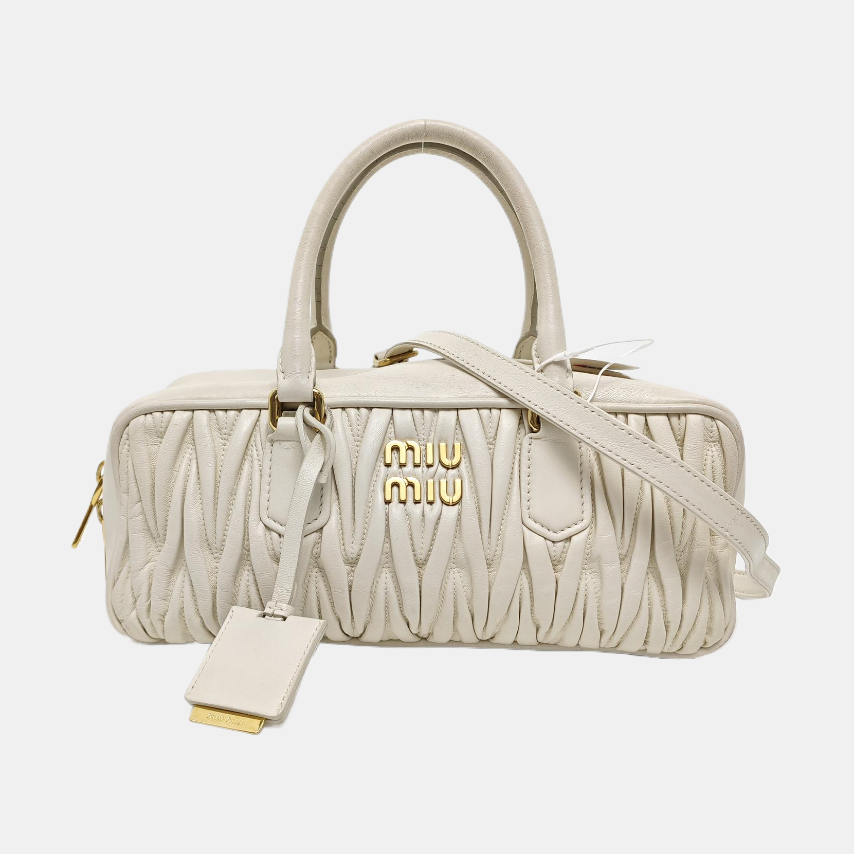 Authenticated pre-owned  Arcadie Matelassé Large Quilted Lambskin White - Shoulder Bag at Looply