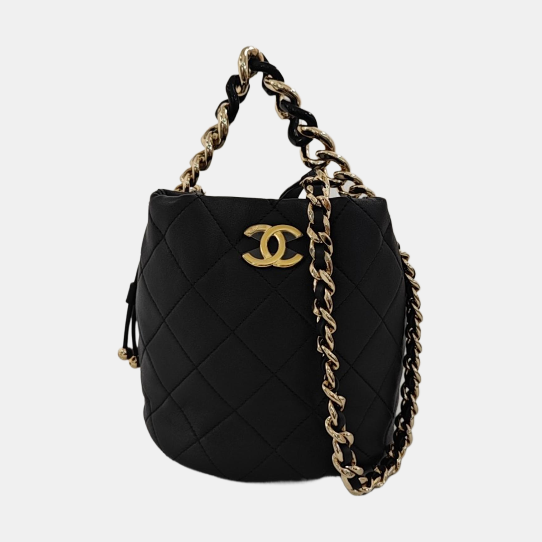 DRAWSTRING Quilted Lambskin Black